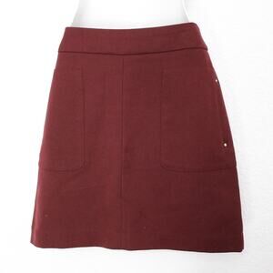 H&M Brick Red A-Line Mini Skirt Size 6 Zipper Pockets